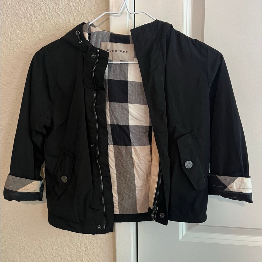 Kids Black Burberry Rain Jacket 5Y